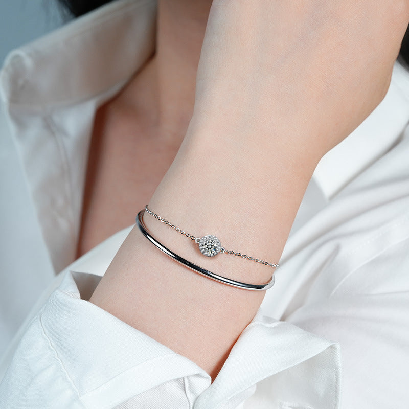 Elegant Moissanite Open Bracelet