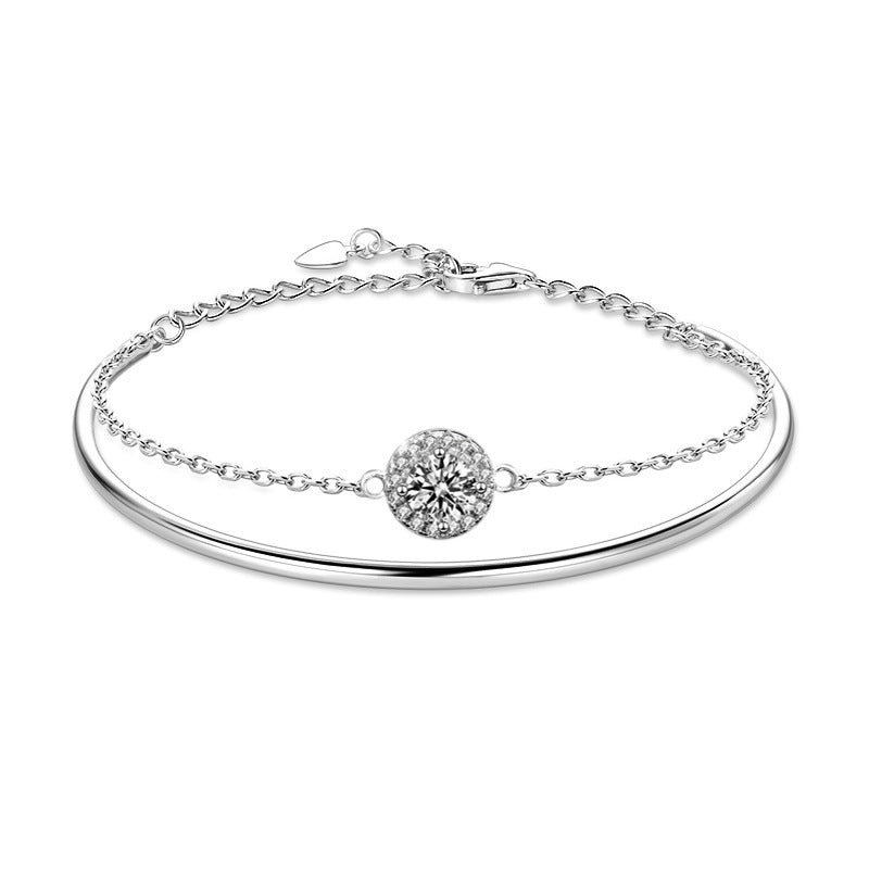 Elegant Moissanite Open Bracelet