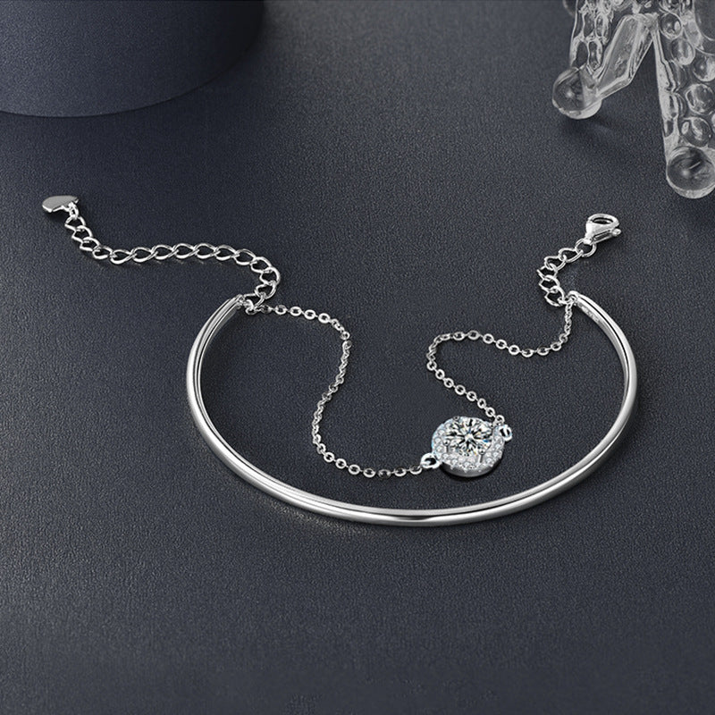 Elegant Moissanite Open Bracelet
