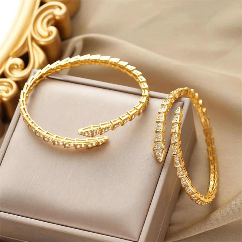 Serpentine Crystal Cuff Bracelet