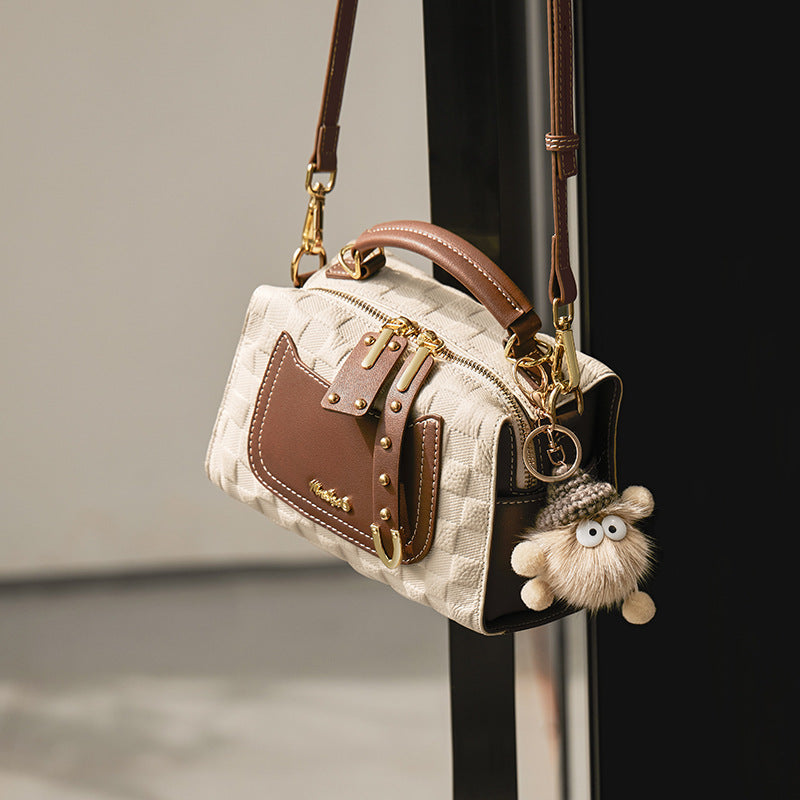 Womens Genuine Leather Boston Crossbody Bag