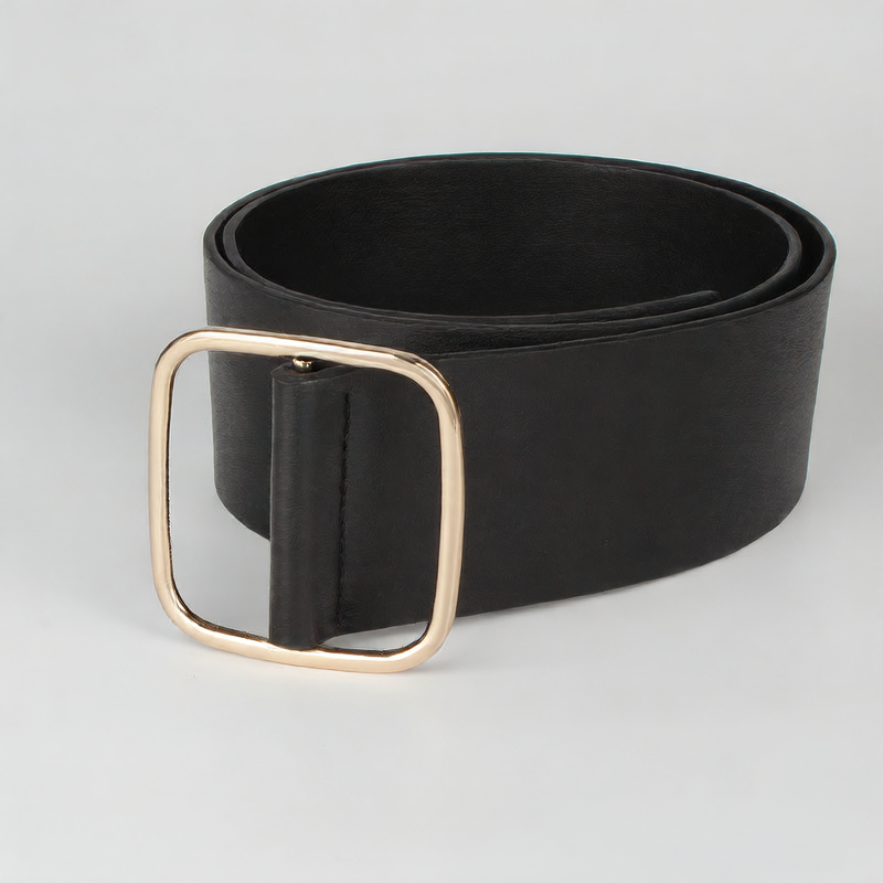 Adjustable Non-Perforated Wide Waist Belt with Alloy Buckle