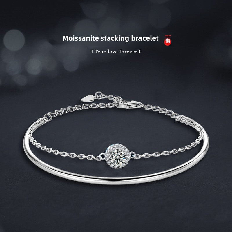 Elegant Moissanite Open Bracelet