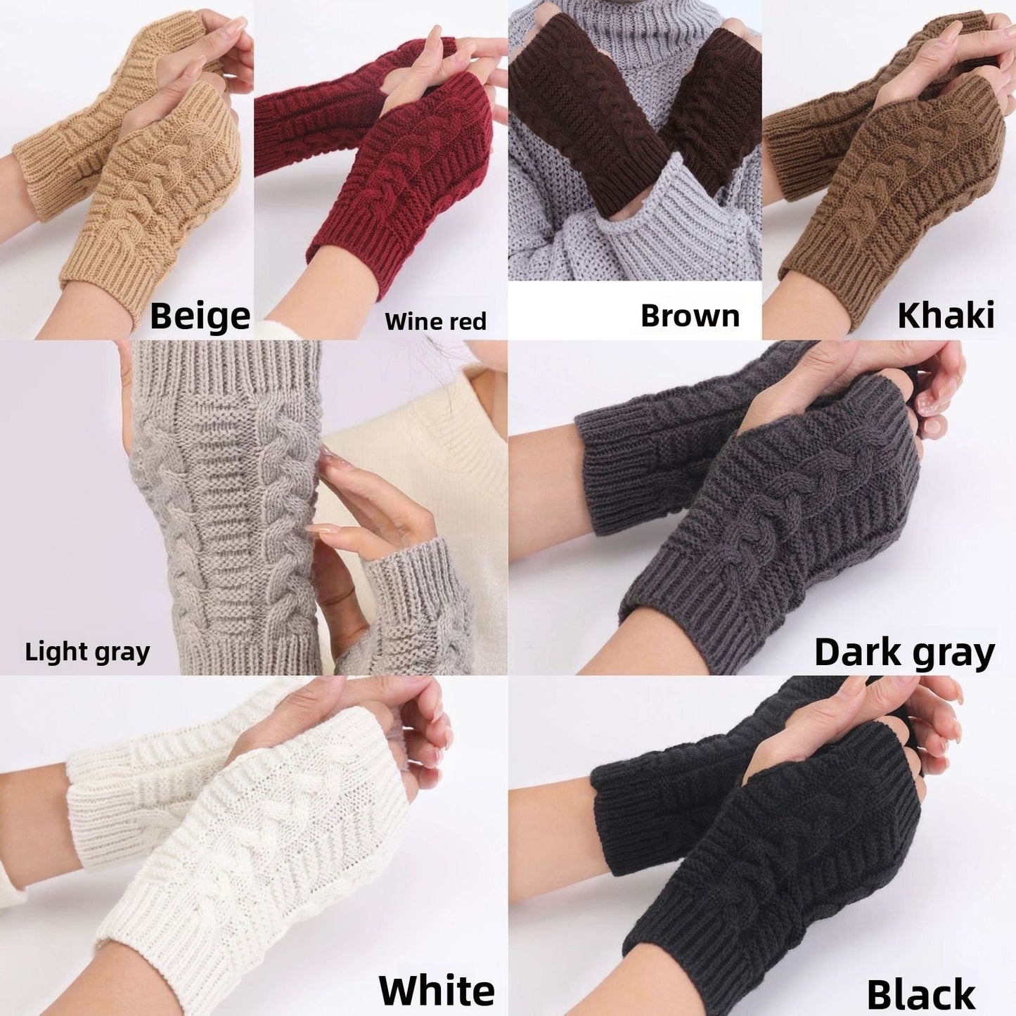 Cable Knit Fingerless Thermal Gloves