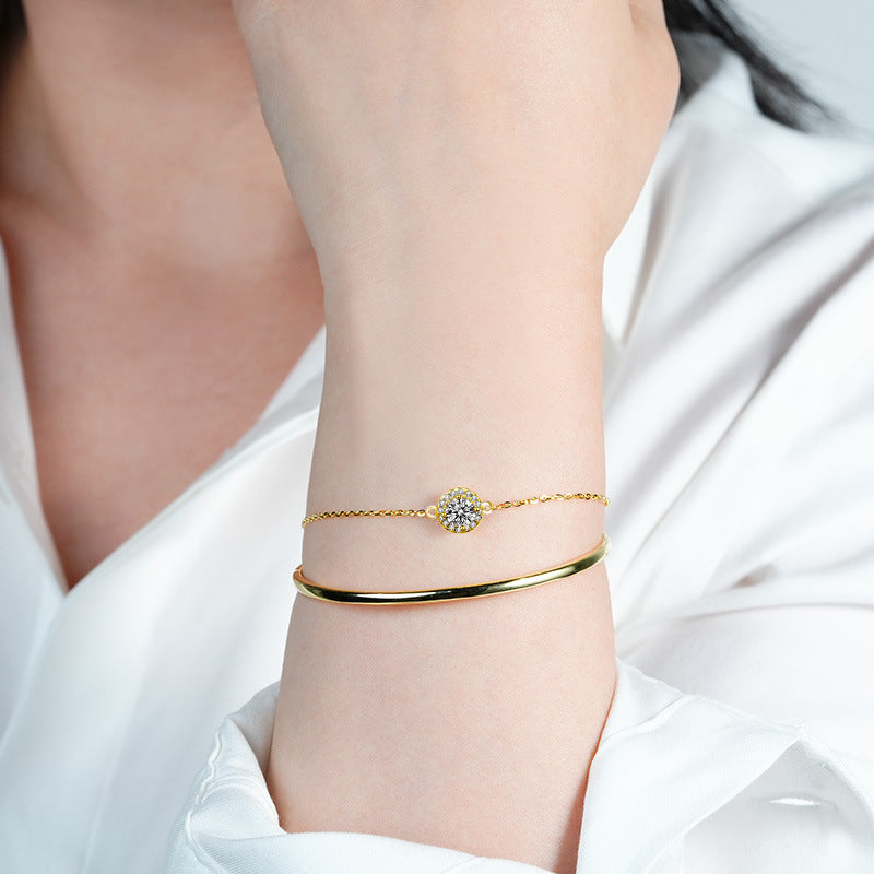 Elegant Moissanite Open Bracelet